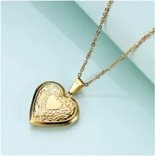 Gold Lana Del Rey Style Stainless Steel Necklace Openable Locket Heart Pendant