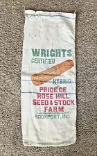 Vintage Wright's Certified Hybrid Corn Seed Sack Rockport, Indiana