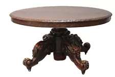 Antique Finish Dining Table, Hand Craved Dining Table, Late 19th Century Dining