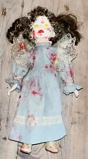 New ListingHAND PAINTED Doll 16” Spooky Horror Creepy Scary Decor Gothic Salem Mass OOAK