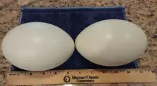 Two Very Large Blown Rhea Eggshells, South American Ostrich Eggs