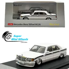 Master 1:64 Mercedes-Benz 560sel W126 Lowrider (White/Black) Diecast Model