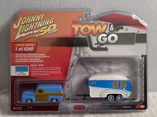 1955 FORD PANEL TRUCK & TRAVEL CAMPER TRAILER JOHNNY LIGHTNING Tow & Go Die Cast