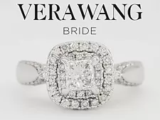 Vera Wang Love Princess Diamond Double Halo Engagement Ring 0.9 ct Retail $2,899