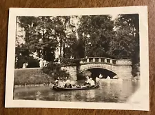 Vintage 1910s-1920s People River Row Boats Canoes Bridge Hats Real PhotoP3i6