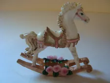 DOLLHOUSE MINIATURE ACCESSORIES - Glitter Rosebud Rocking Horse