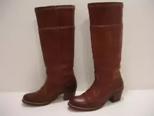 Womens 7.5 M Frye Knee High Saddle Brown Leather Jane Riding Boots Vtg Knee High