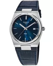 New Tissot PRX Quartz Blue Dial Leather Strap Men's Watch T137.410.16.041.00