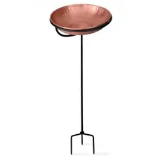 Monarch Abode Standing Bird Bath 34 " H, Pure Copper Hand Hammered Material