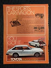 1977 TOYOTA 8.5x11" Automotive Print Ad VG+ 4.5 Corolla Liftback Wagon