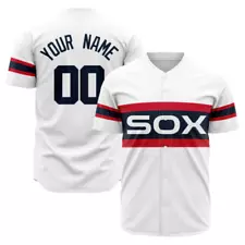 Men's White Sox White Custom Baseball Team Jersey Print