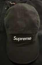 Supreme New York Black Chino Camp Cap Military Box Logo Supreme NY Hat