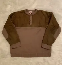 Filson Waterfowl Henley Guide Sweater Pullover Wool 90s Vtg Tan XL