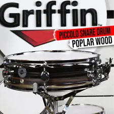 GRIFFIN Piccolo Snare Drum - 13"x3.5 Zebra Wood Poplar Acoustic Shell Percussion
