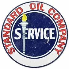 STANDARD OIL COMPANY SERVICE 14" ROUND HEAVY DUTY USA MADE METAL GAS ADV SIGN