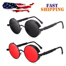 Retro Round Steampunk Sunglasses John Lennon Style Vintage Metal Circle Glasses