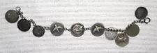 Silver Charm Bracelet Pratt/Whitney Aircraft Medal/Charm & 7 Old Silver Coins