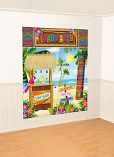 Hawaiian TIKI Bar Scene Party Decoration Wall Scene Photo Backdrop Beach Tropica