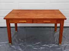 Vintage Golden Tiger Oak Library Table with Two Drawers