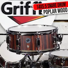 GRIFFIN Snare Drum - 14"X5.5 Poplar Wood Shell Acoustic Percussion Head Kit Set