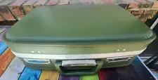 Vintage 60s Retro Small GreenTravel Suitcase 16" x 12" x 4.5"-Cute!