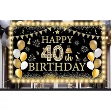 ZoiiWA 40th Birthday Backdrop Lighted Decorations w/ LED Lights 3 Light Modes