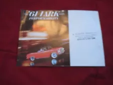 1961 STUDEBAKER LARK AND HAWK ORIGINAL FOLD OPEN DEALERSHIP SALES BROCHURE RARE