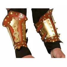 Adult Steampunk Victorian Faux Leather Halloween Costume Armor Wrist Gauntlets