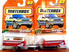 2000 Matchbox Pop-Up Camper Car Lot of 2: One Open/ One Closed New In Package