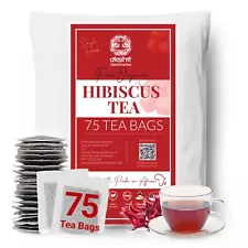 75 Organic Hibiscus Tea Bags, 100% Pure Dried Hibiscus Flower Tea, Te De Hibisco