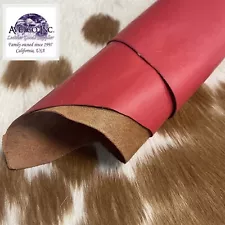 2 oz 1.0mm Red Cow Leather Smooth Soft Hide Rough Cut by the Square Foot