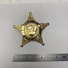 Deputy Sheriff Badge Gold Star W/Lion&scale - Thread & Rod And Pin Backing - NEW