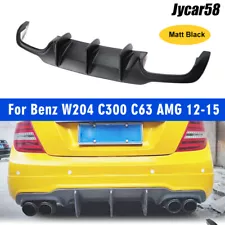 Matt Black Rear Bumper Lip Diffuser For Mercedes Benz W204 C300 C63 AMG 2012-15