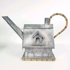 Rustic Galvanized Metal House Shaped Watering Can