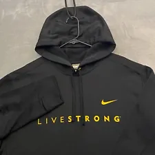 NIKE LIVESTRONG Hoodie Men XL Vintage Black Logo Dri-FIT THERMA Lance Armstrong