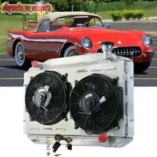 For 1955-1960 1957 CHEVROLET CORVETTE C1 V8 4 Row Radiator Shroud Fan Kits (For: 1957 Corvette)