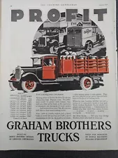 Large Original Antique Magazine Ad 1928 Pro Fit Graham Brothers Trucks