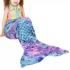 Kids Mermaid Tail Blanket Soft Warm Crochet Bedding Wrap Sleeping Bags For Girls