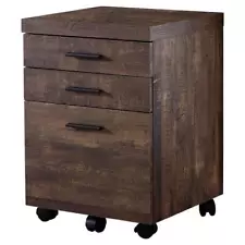 Unbranded Filing Cabinet 25.25" H X 18.25" W, Wood Material Brown W/ 3-Drawers