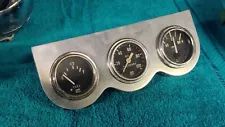 HILDEBRANDT 3 GAUGE SET ALUMINUM Panel HOT ROD OIL TEMP AMP Stewart Warner old