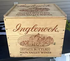 Vintage 1978 Inglenook 12 Bottle Wooden Wine Crate Box w/ Lid (Empty)