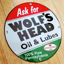 Wolf's head Gasoline Gas Oil Sign