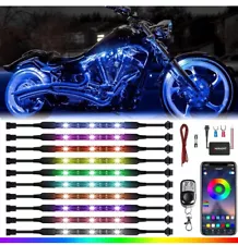 10 Pcs Motorcycle LED Light Kits App Control Multicolor Waterproof With Remote