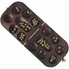 African Oware (mancala) Seed Board Game - Folding rounded shape - Hancarved,