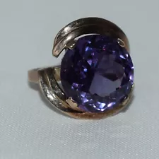 14k Yellow Gold ~ Russian Lab Alexandrite Cocktail Ring 14 ct ~ sz 6.5 ~ 6.59 gm