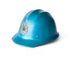 Vintage E.D. Bullard "Hard Boiled" Aluminum Hard Hat in Annodized Blue w/ Decal