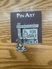 Vintage Pewter House For Sale, Sold Brooch Lapel Pin Realtor Real Estate NEW