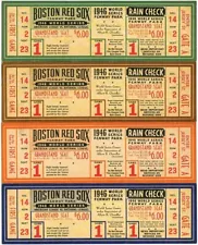 Four 1946 Boston Red Sox World Series Full Tickets