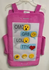 Authentic Kids Emoji Cellphone Costume Sz 4-10 Halloween Pink Soft Velour