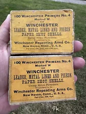 Antique 1896 Winchester No. 4 Primers Empty Boxes Advertising Bullet Gun Box